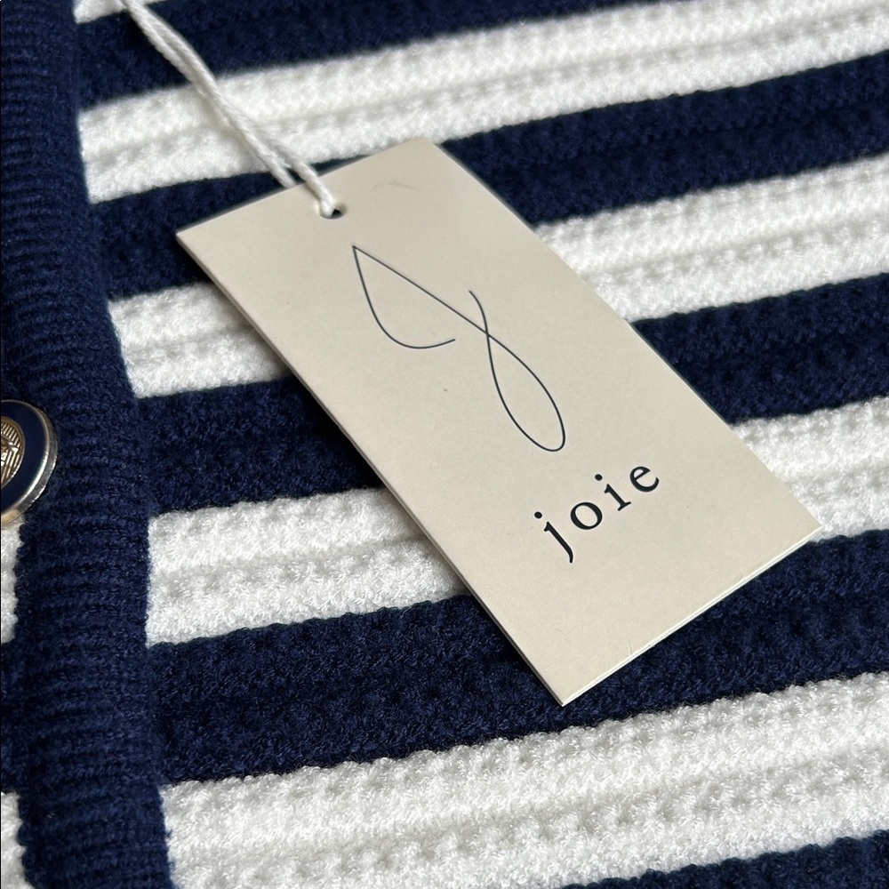 Joie Navy and White Striped Knit Button Front Vest - Picture 2 of 8